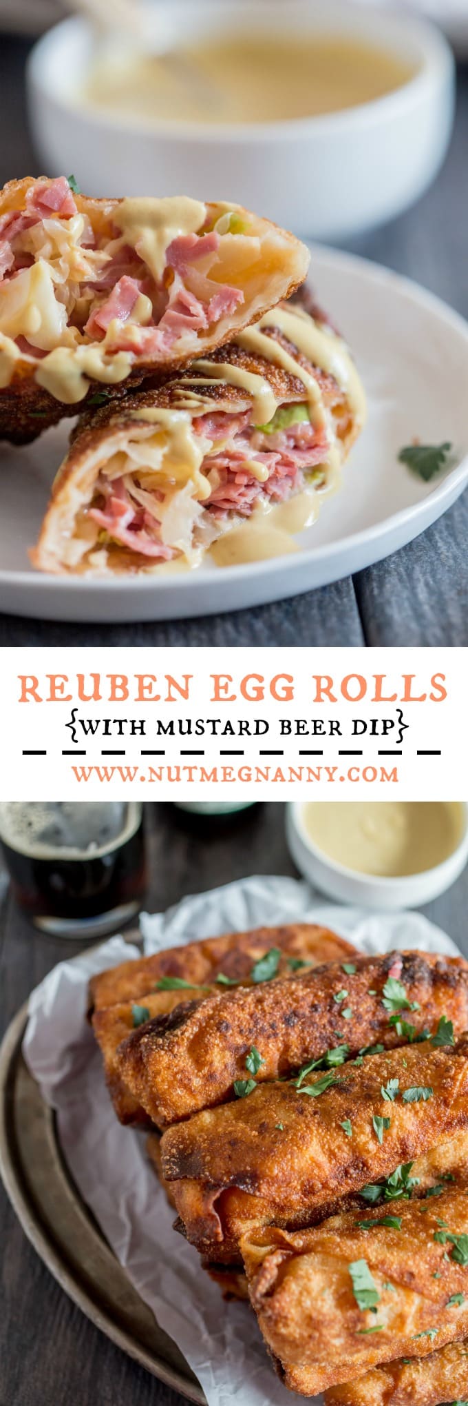 Reuben Egg Rolls pin for Pinterest. 
