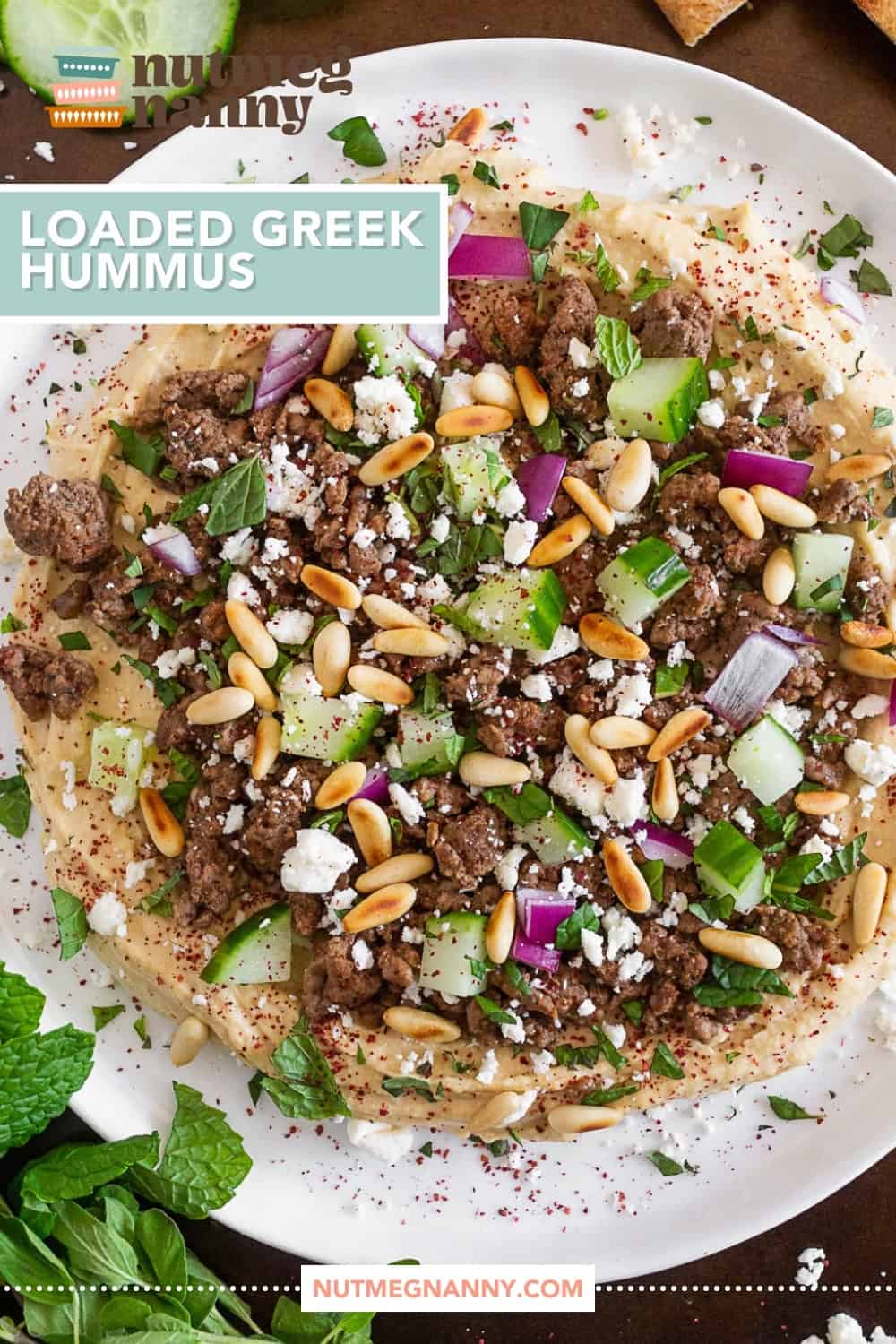 Loaded Greek Hummus pin for Pinterest. 