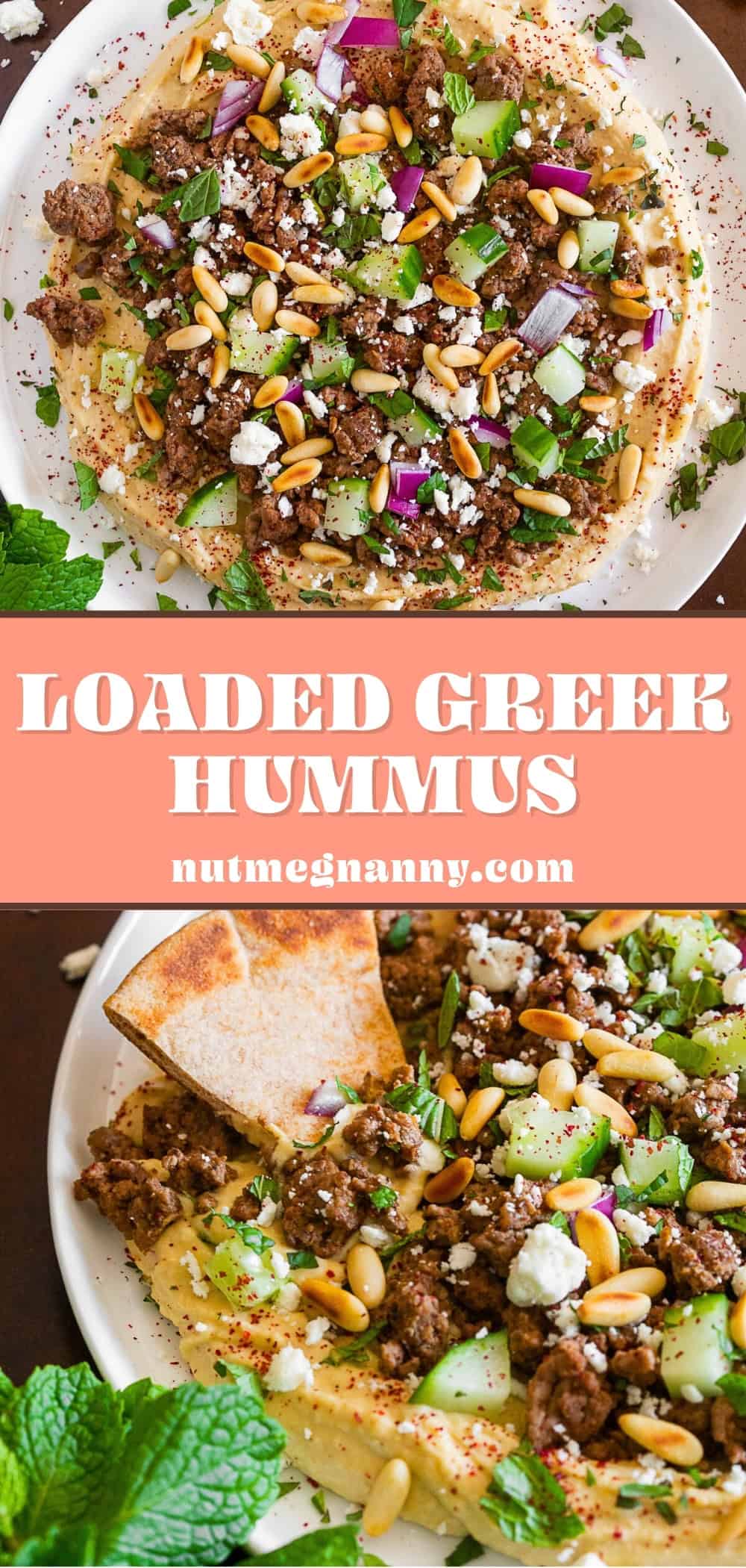 Loaded Greek Hummus pin for Pinterest. 