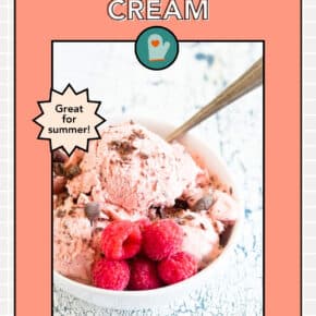 Raspberry Chocolate Chip Ice Cream pin for Pinterest.