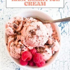 Raspberry Chocolate Chip Ice Cream pin for Pinterest.