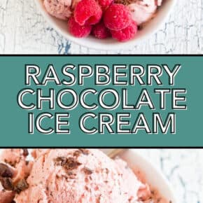 Raspberry Chocolate Chip Ice Cream pin for Pinterest.