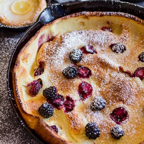 This blackberry lemon Dutch baby is the best way to start the day. Ready in no time and perfect when served with ice cream or whipped cream. Plus you'll love that blackberry lemon combo!