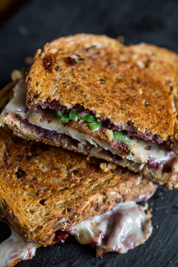 This mixed berry chicken bacon jalapeno grilled cheese is the perfect way to spice up your sandwich routine. It’s sweet and savory with just a hint of heat. Trust me, you’ll love this delicious melty sandwich.