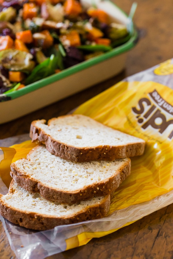 Close up of bread for salad. 