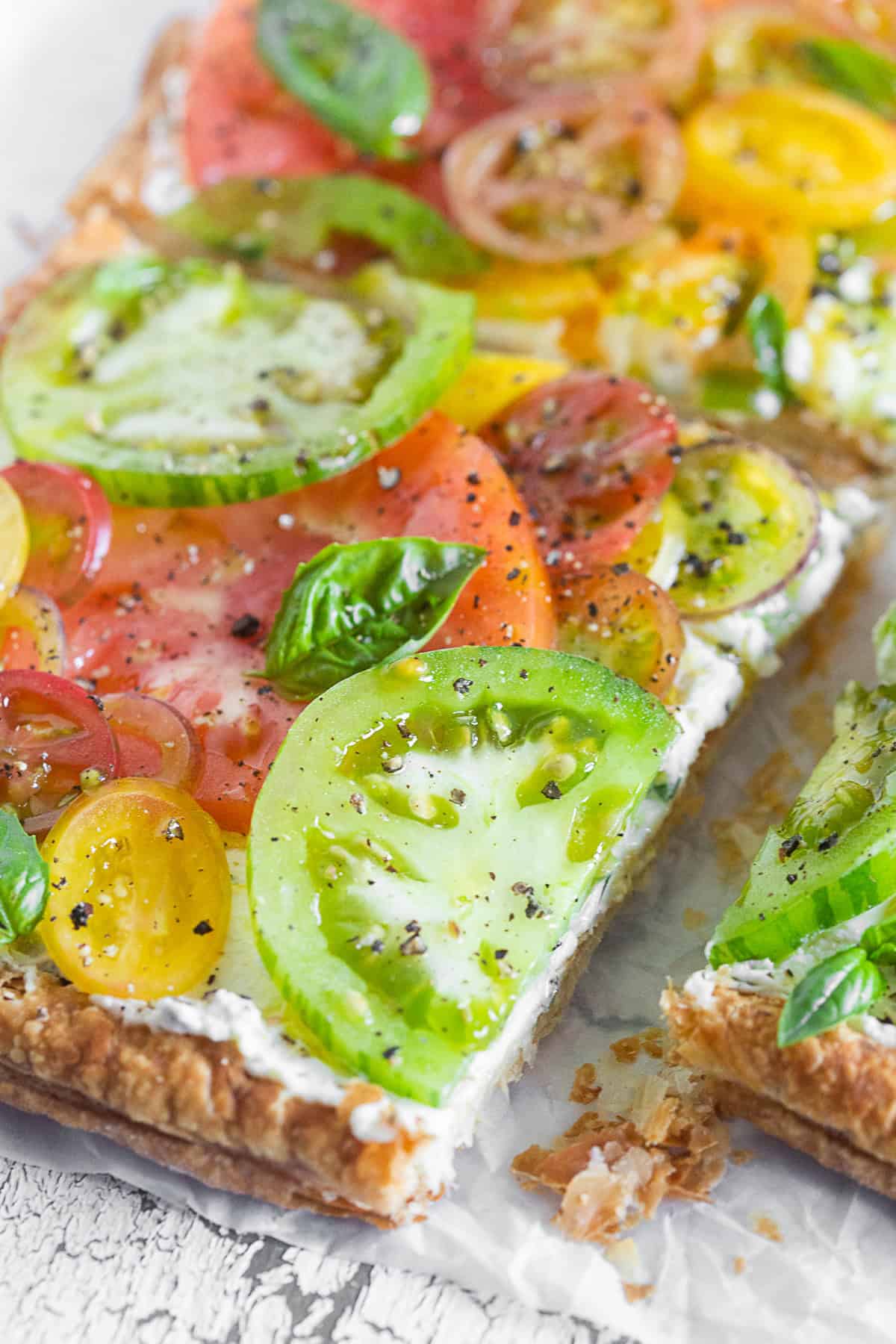 A slice of tomato tart. 