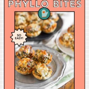 Sausage Spinach Mushroom Phyllo Bites pin for Pinterest.