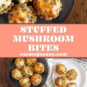 Sausage Spinach Mushroom Phyllo Bites pin for Pinterest.