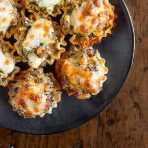 Sausage Spinach Mushroom Phyllo Bites pin for Pinterest.