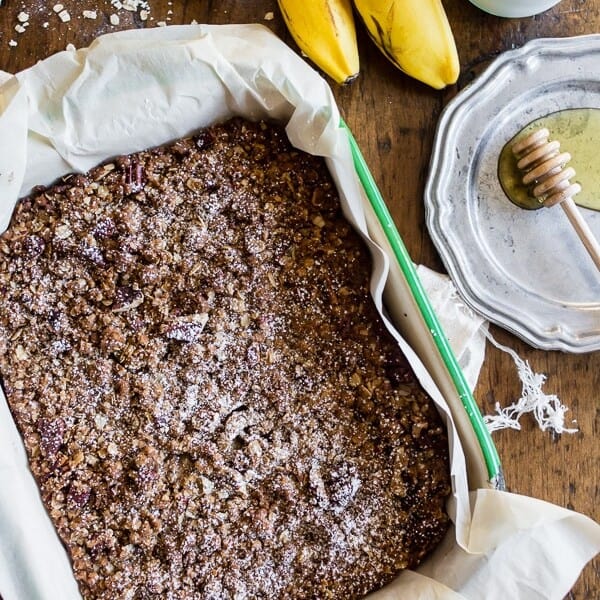 This banana bread crisp is the perfect balance of moist banana bread and crunchy oatmeal topping crisp. It's 100% comfort food taken to a whole new level. Trust me, even banana bread purists will love this twist!