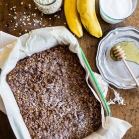 This banana bread crisp is the perfect balance of moist banana bread and crunchy oatmeal topping crisp. It's 100% comfort food taken to a whole new level. Trust me, even banana bread purists will love this twist!