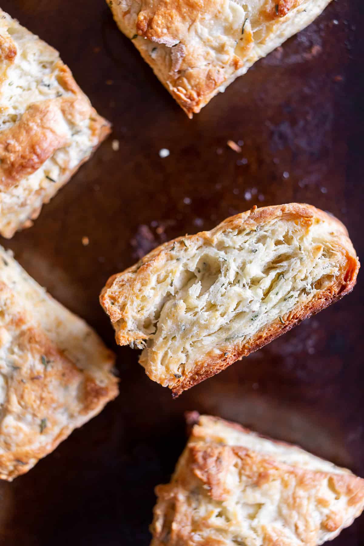 Homemade Herb Biscuits on a baking sheet pan. 