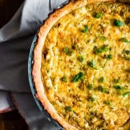 This bacon onion herb quiche is packed full of flavor and perfect for breakfast, brunch or even dinner! Read in just an hour and can be served hot from the oven or room temperature. You're going to love how easy this quiche is to prepare!