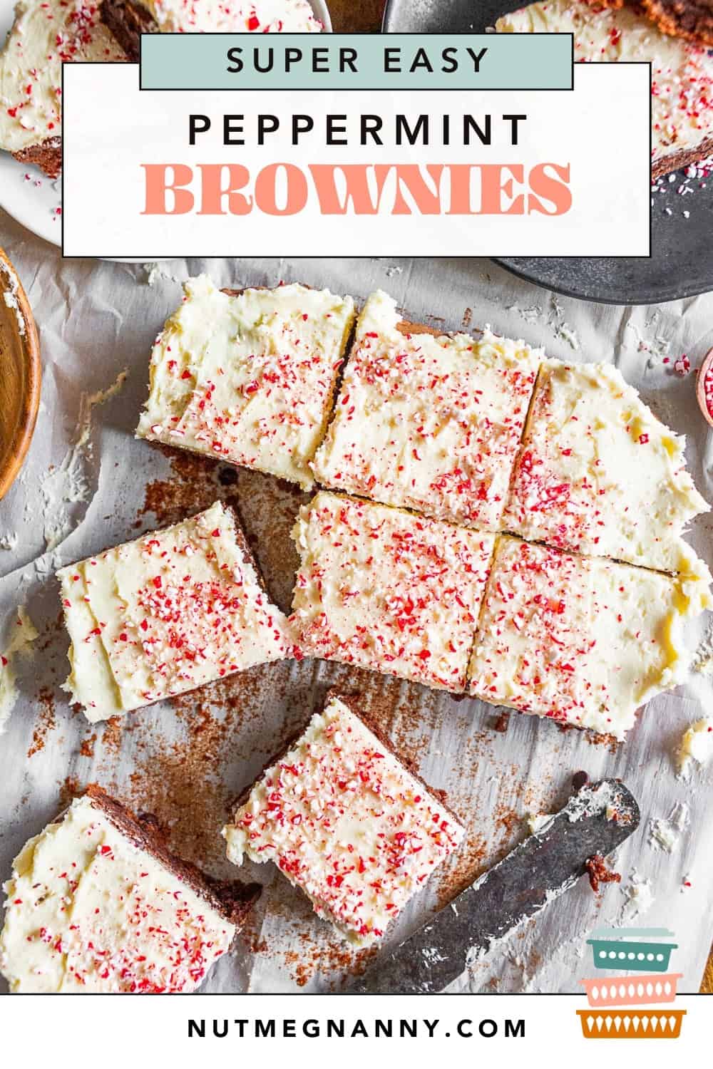 Easy Peppermint Brownies pin for Pinterest. 