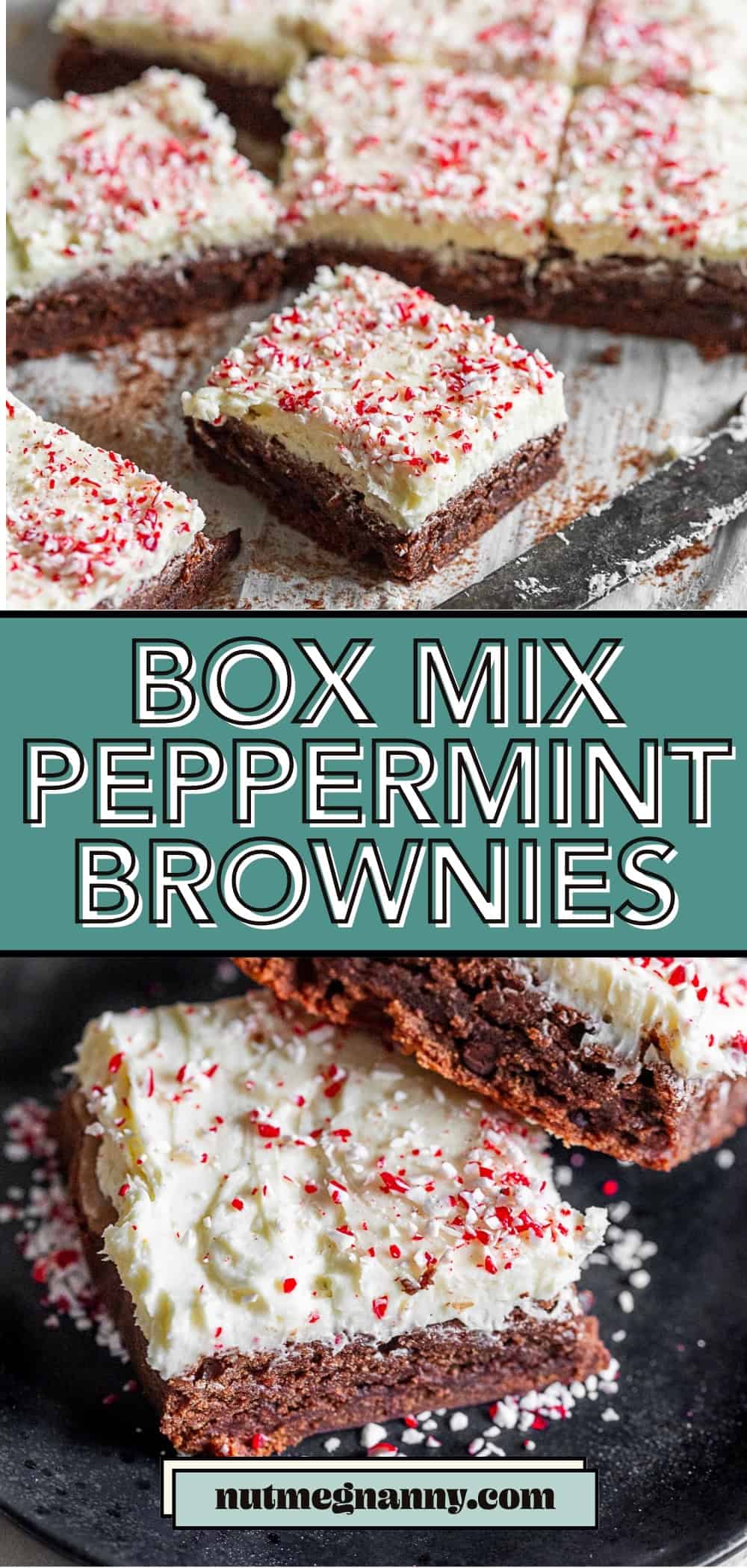Easy Peppermint Brownies pin for Pinterest. 