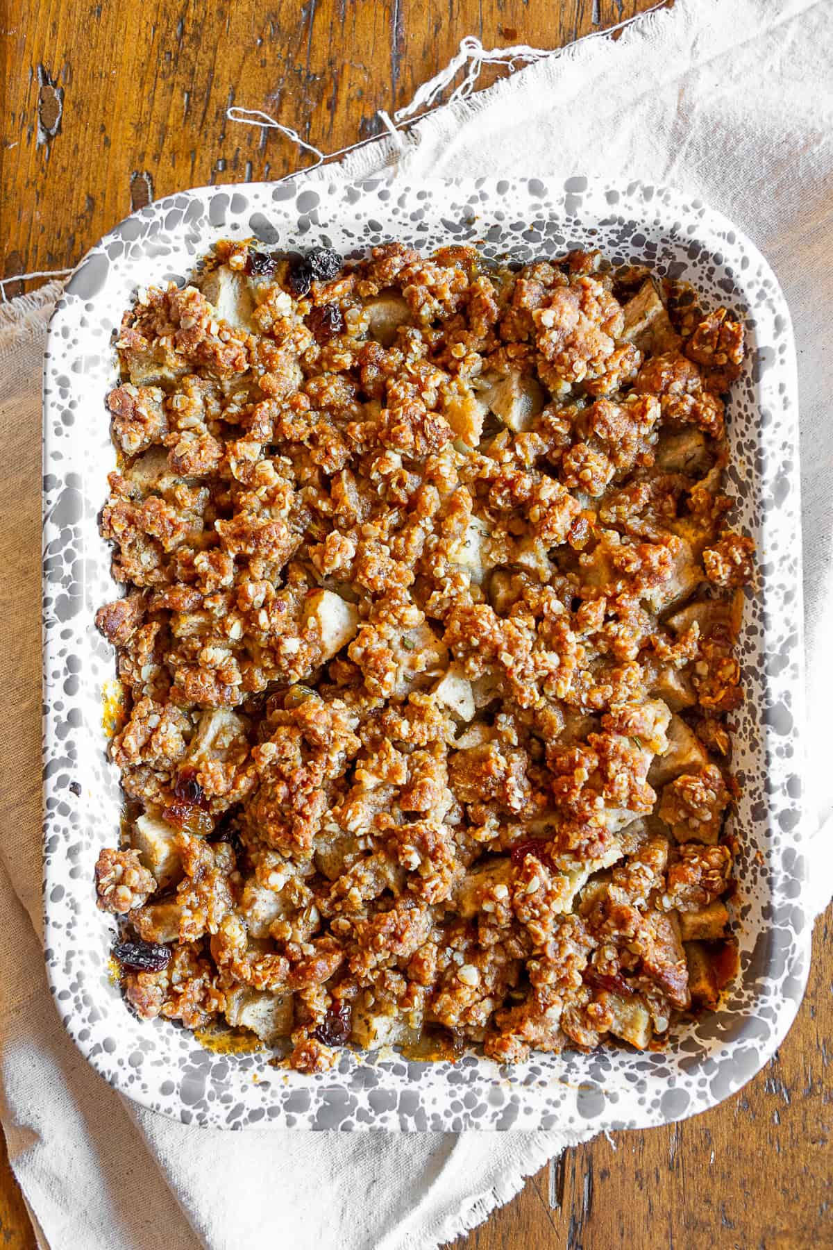 Rosemary Asian Pear Crisp in a 9x9 baking dish.