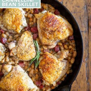 Chicken Cannellini Bean Skillet pin for Pinterest.