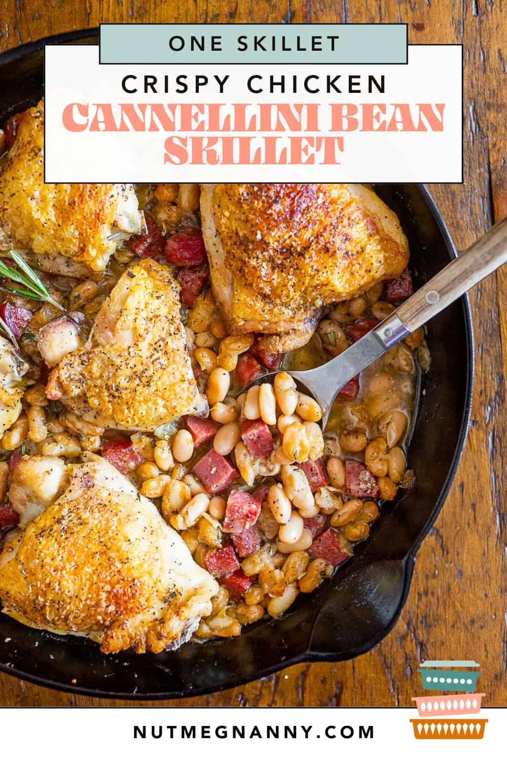 Chicken Cannellini Bean Skillet pin for Pinterest.