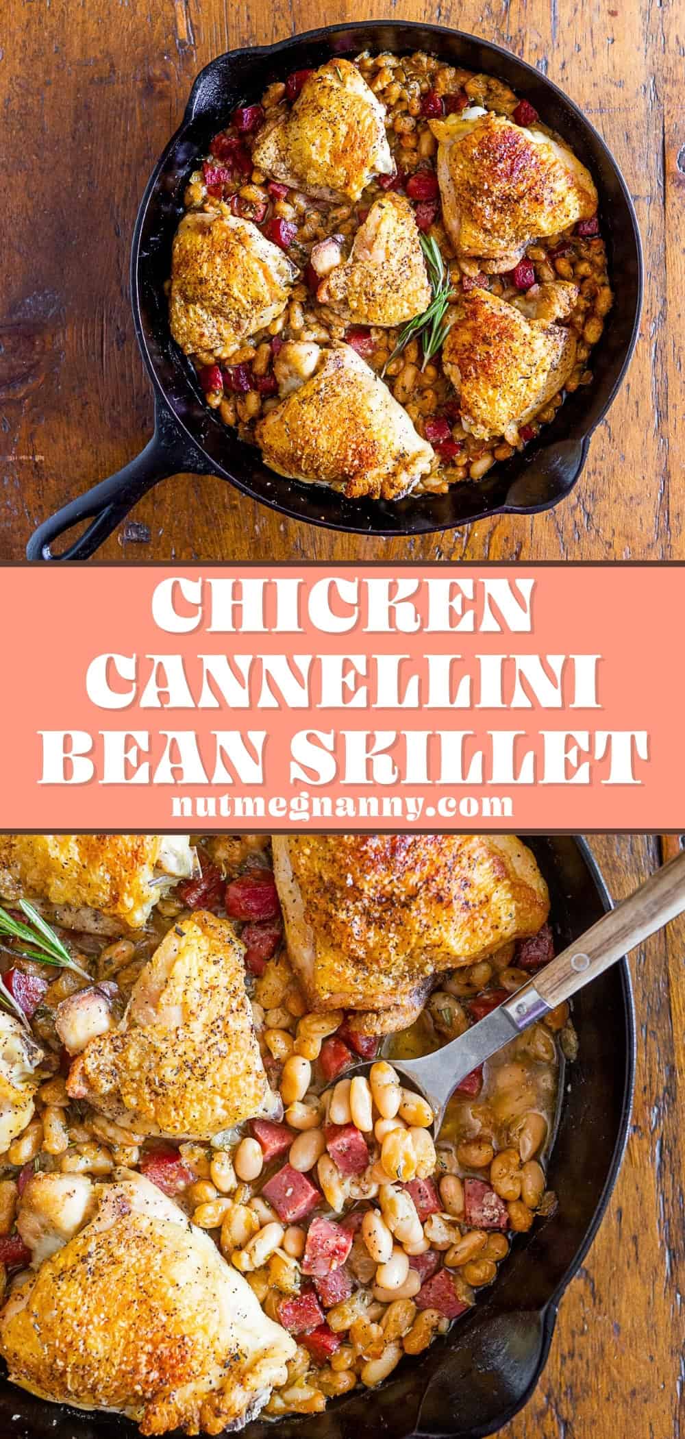 Chicken Cannellini Bean Skillet pin for Pinterest.