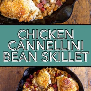 Chicken Cannellini Bean Skillet pin for Pinterest.