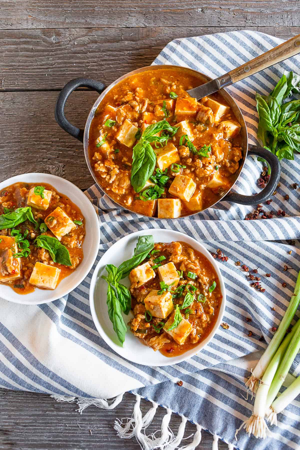Ground Pork Mapo Tofu in a small serving dish. 