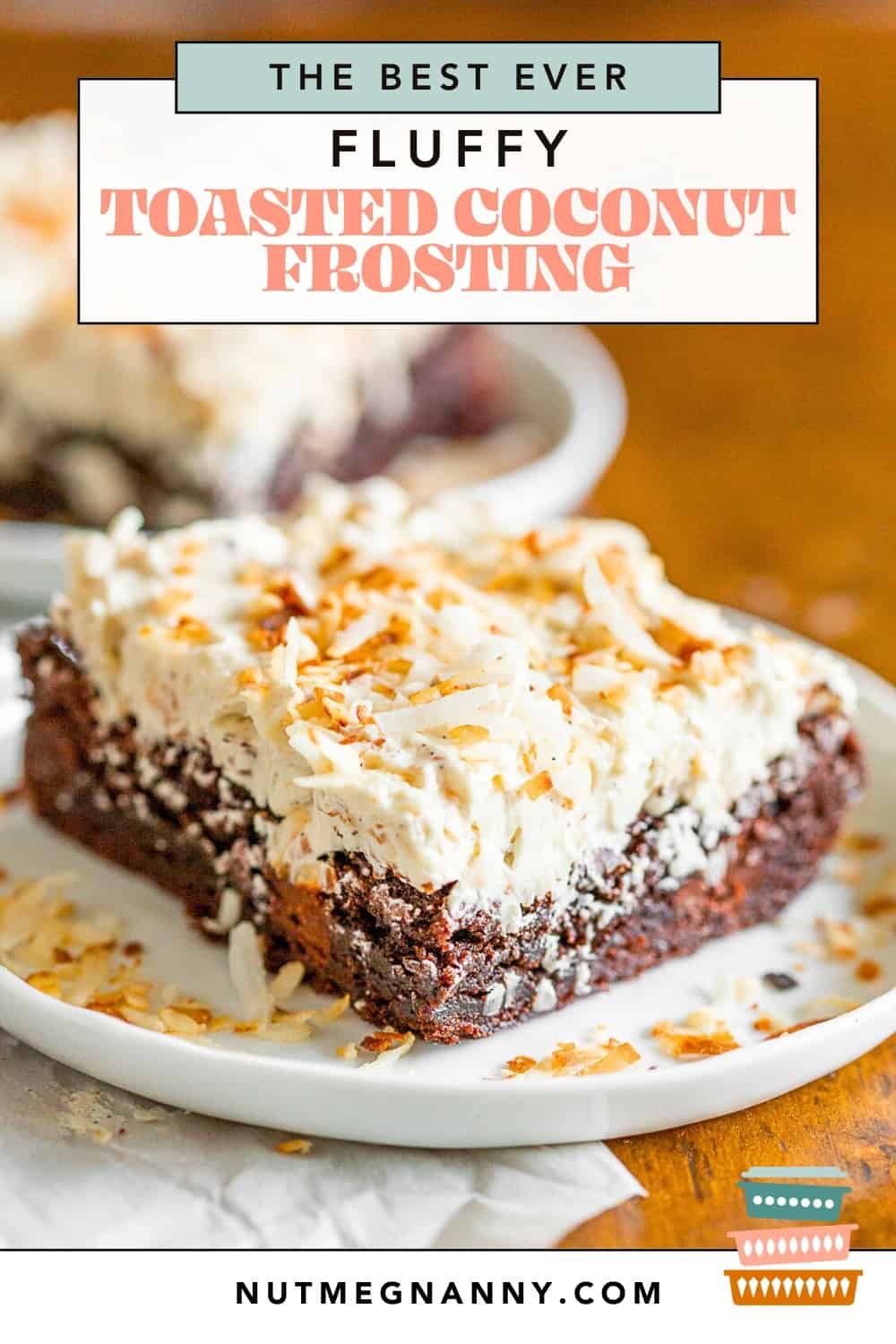 Fluffy Toasted Coconut Frosting pin for Pinterest.