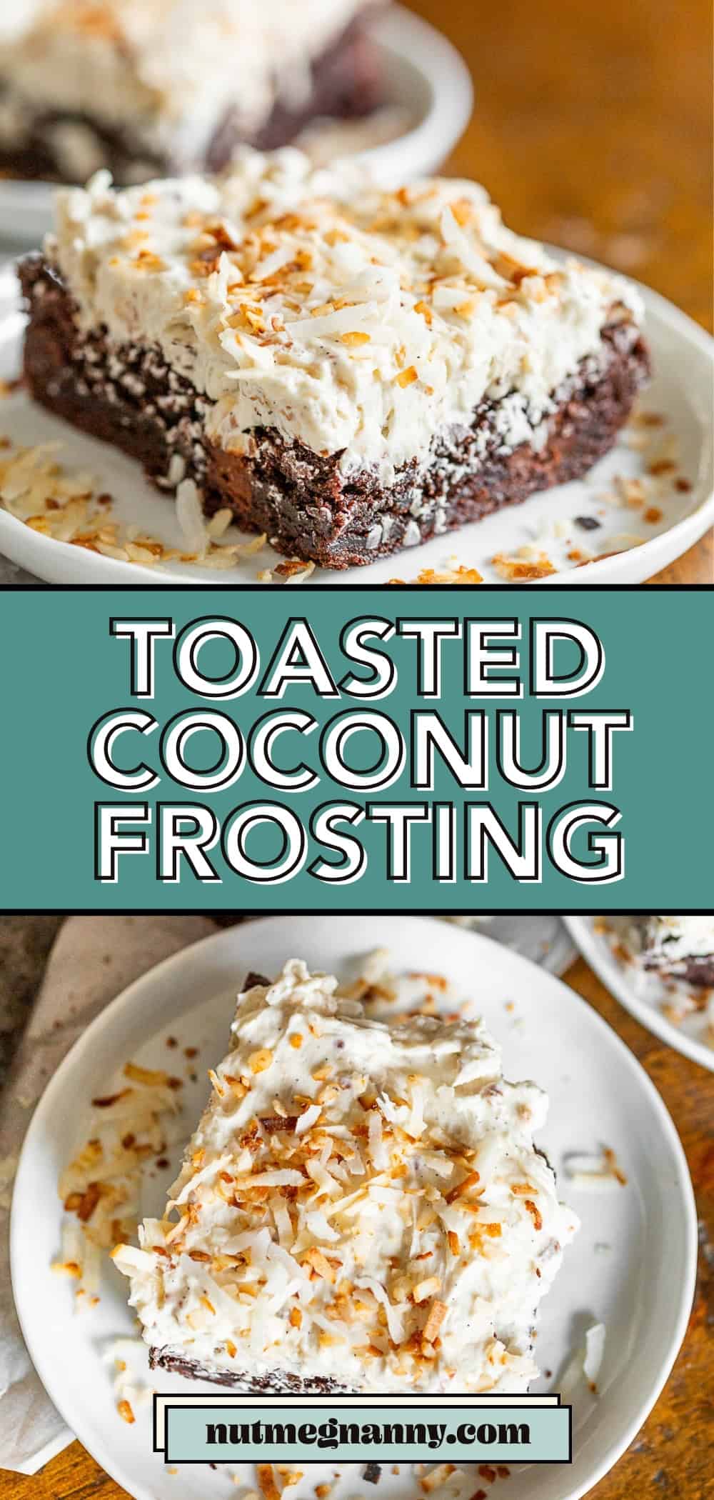 Fluffy Toasted Coconut Frosting pin for Pinterest.