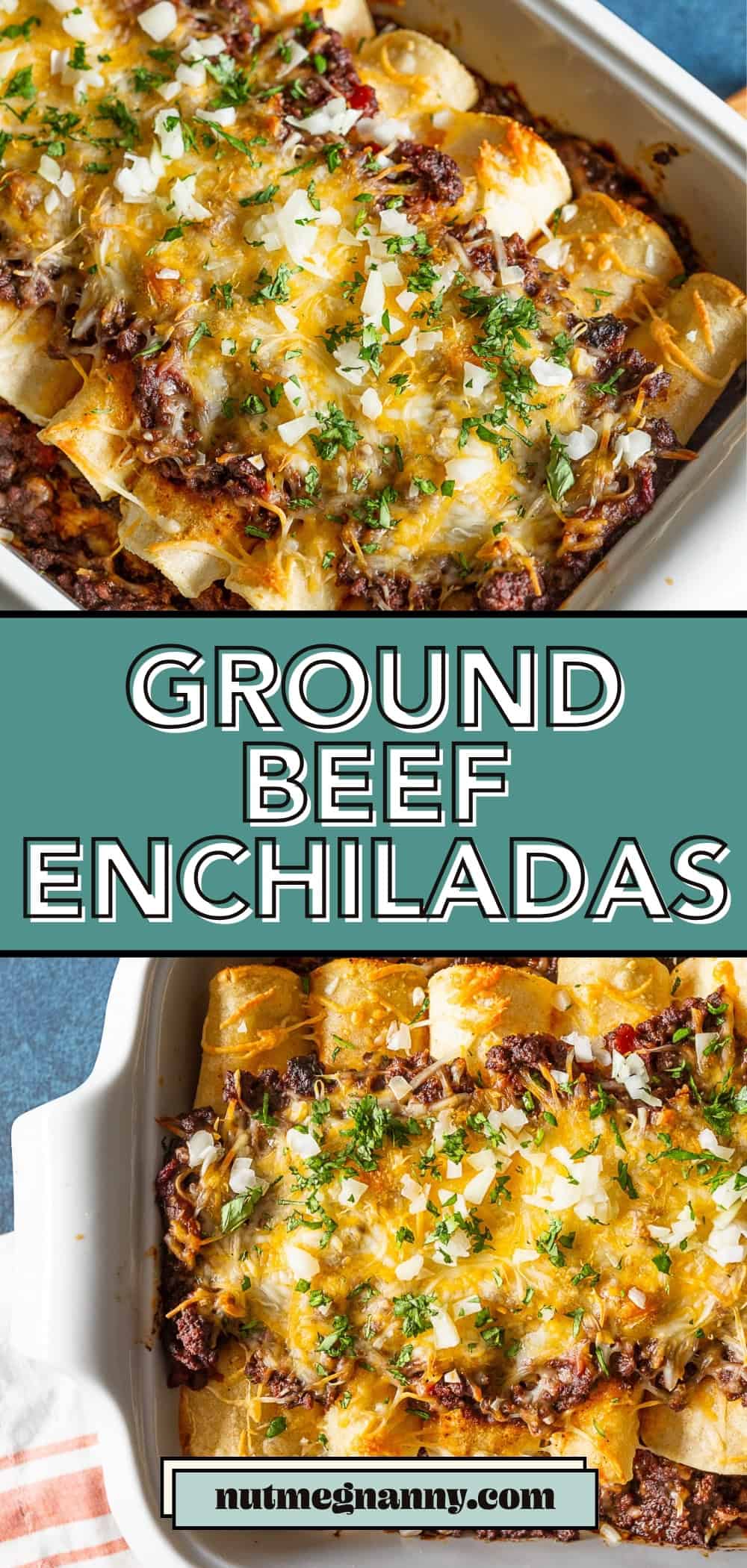 Chipotle Ground Beef Enchiladas pin for pinterest. 