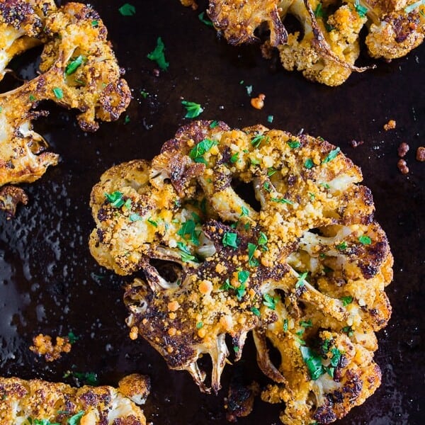 This Parmesan Cajun spiced cauliflower steak is the perfect menu addition to all your meatless meals. It also works perfectly as a flavorful side dish. This dish will turn everyone into a cauliflower lover!