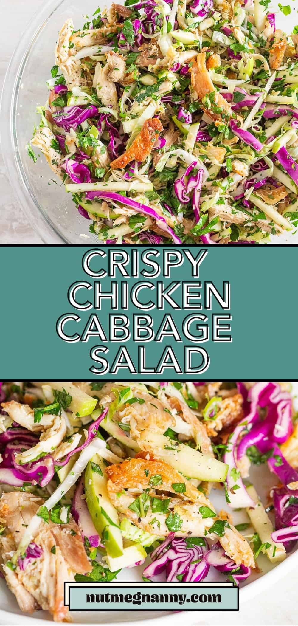 Crispy Chicken Cabbage Salad long pin for Pinterest.