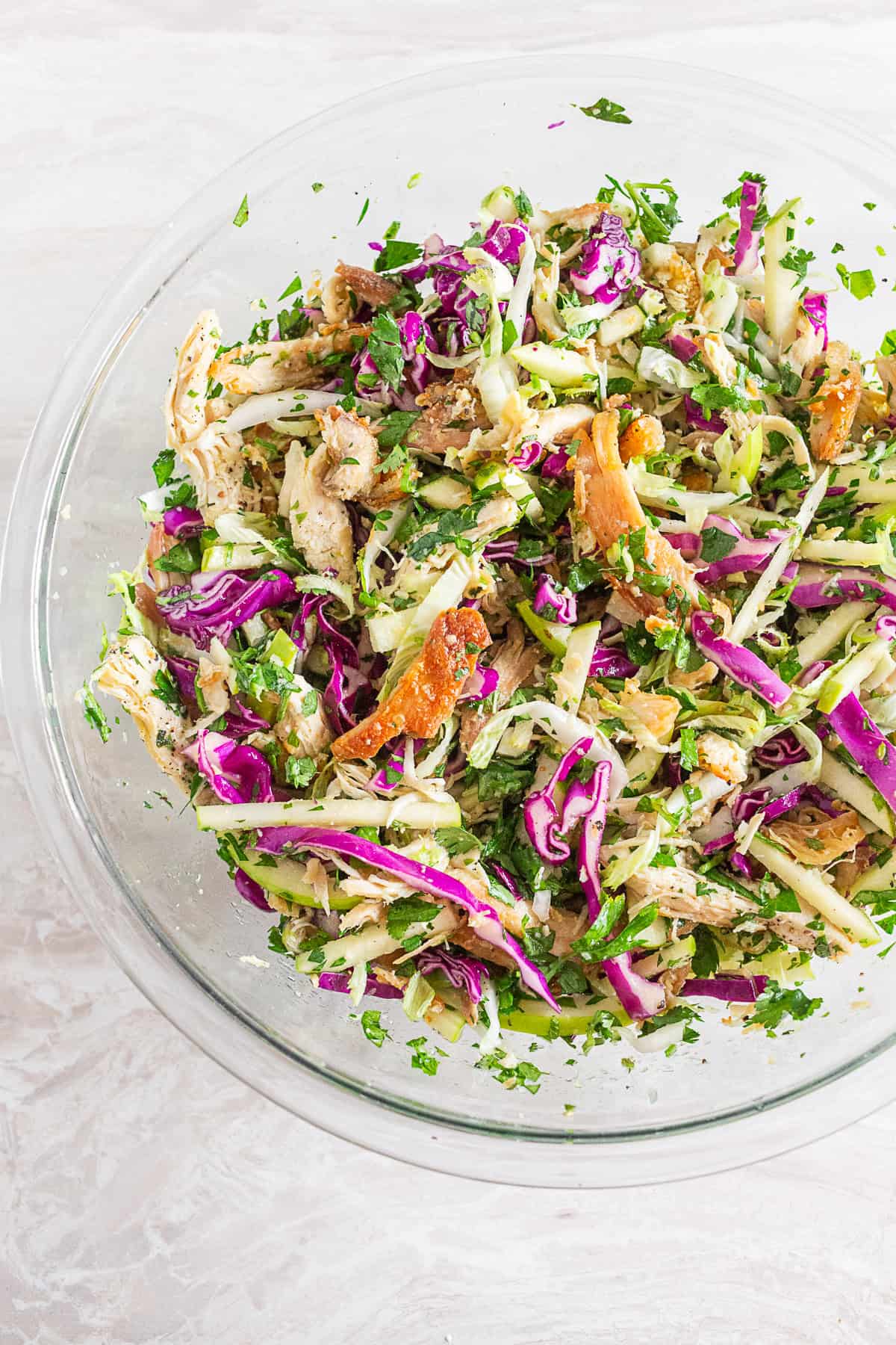 Crispy Chicken Cabbage Salad in a large mixing bowl.