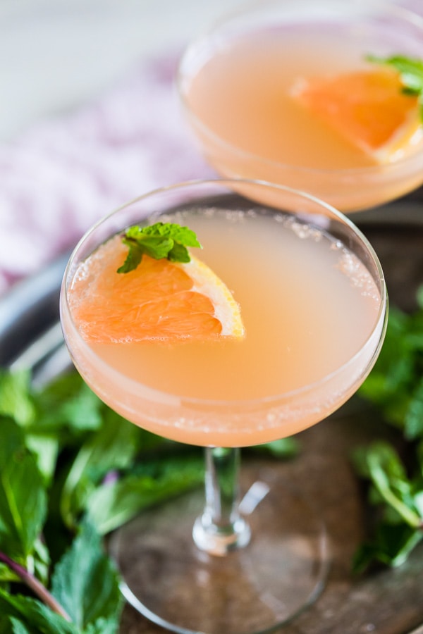 Grapefruit Campari Cocktail served with grapefruit slices.
