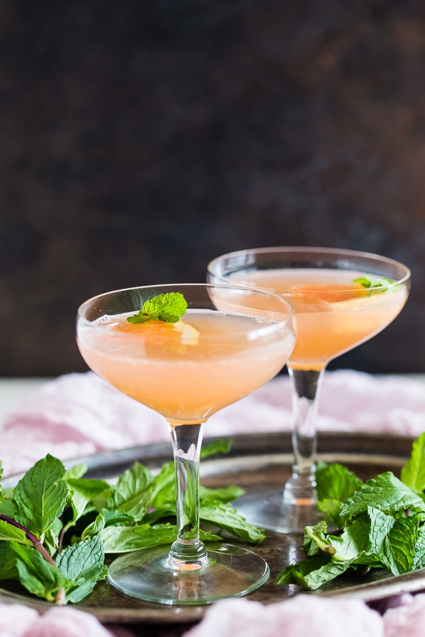 Grapefruit Campari Cocktail in 2 short glasses.