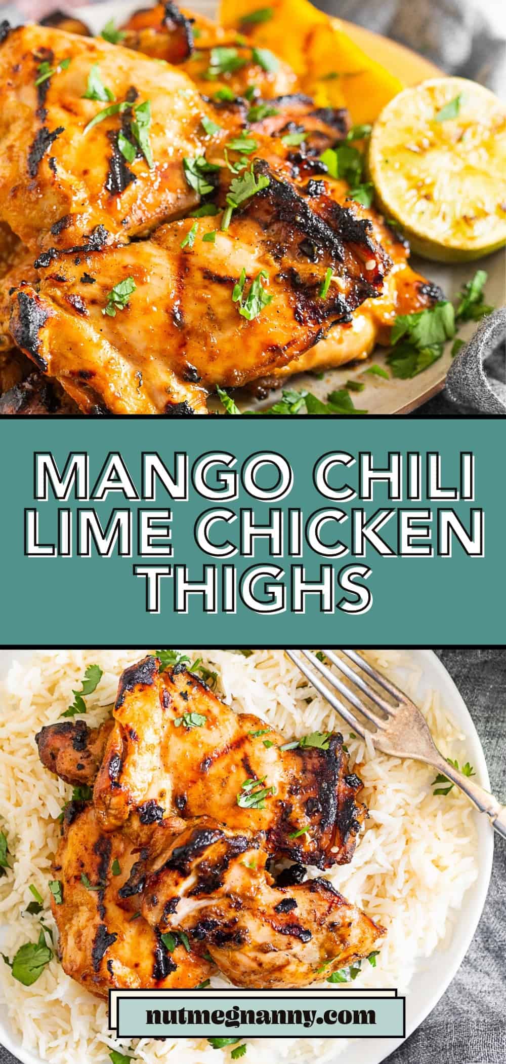 Grilled Chili Lime Chicken Thighs pin for Pinterest. 