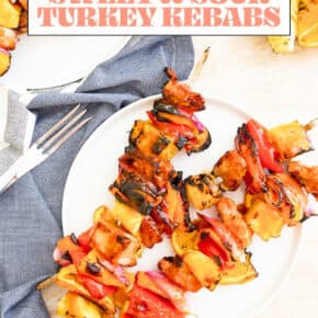 Sweet and Sour Turkey Kebabs pin for Pinterest.