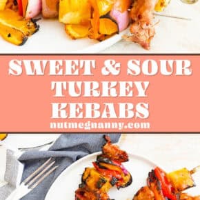 Sweet and Sour Turkey Kebabs pin for Pinterest.