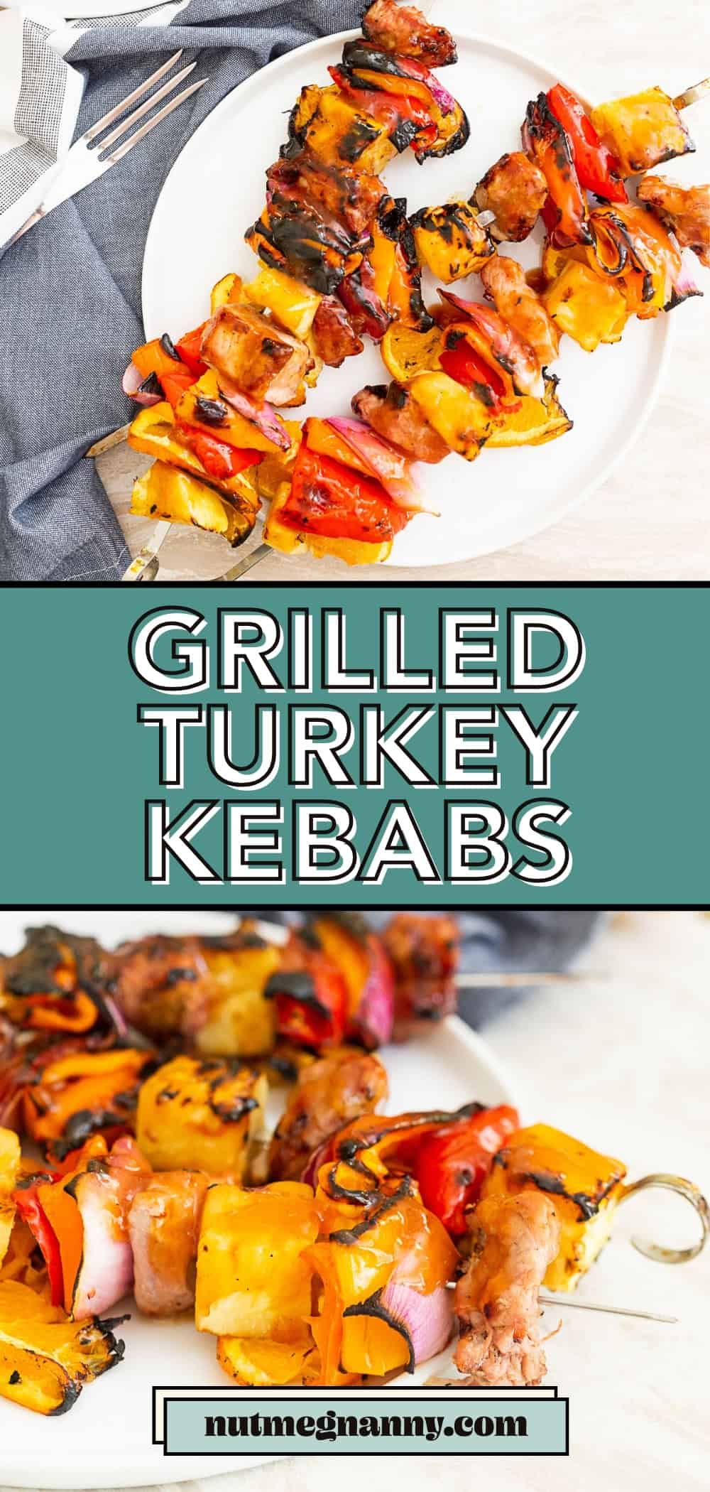 Grilled Sweet and Sour Turkey Kebabs pin for Pinterest.