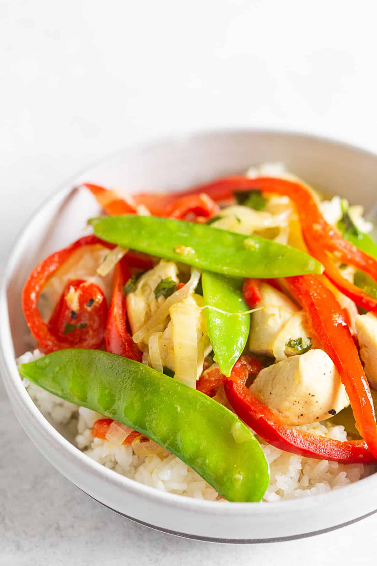 Green Chicken Curry in a bowl. 