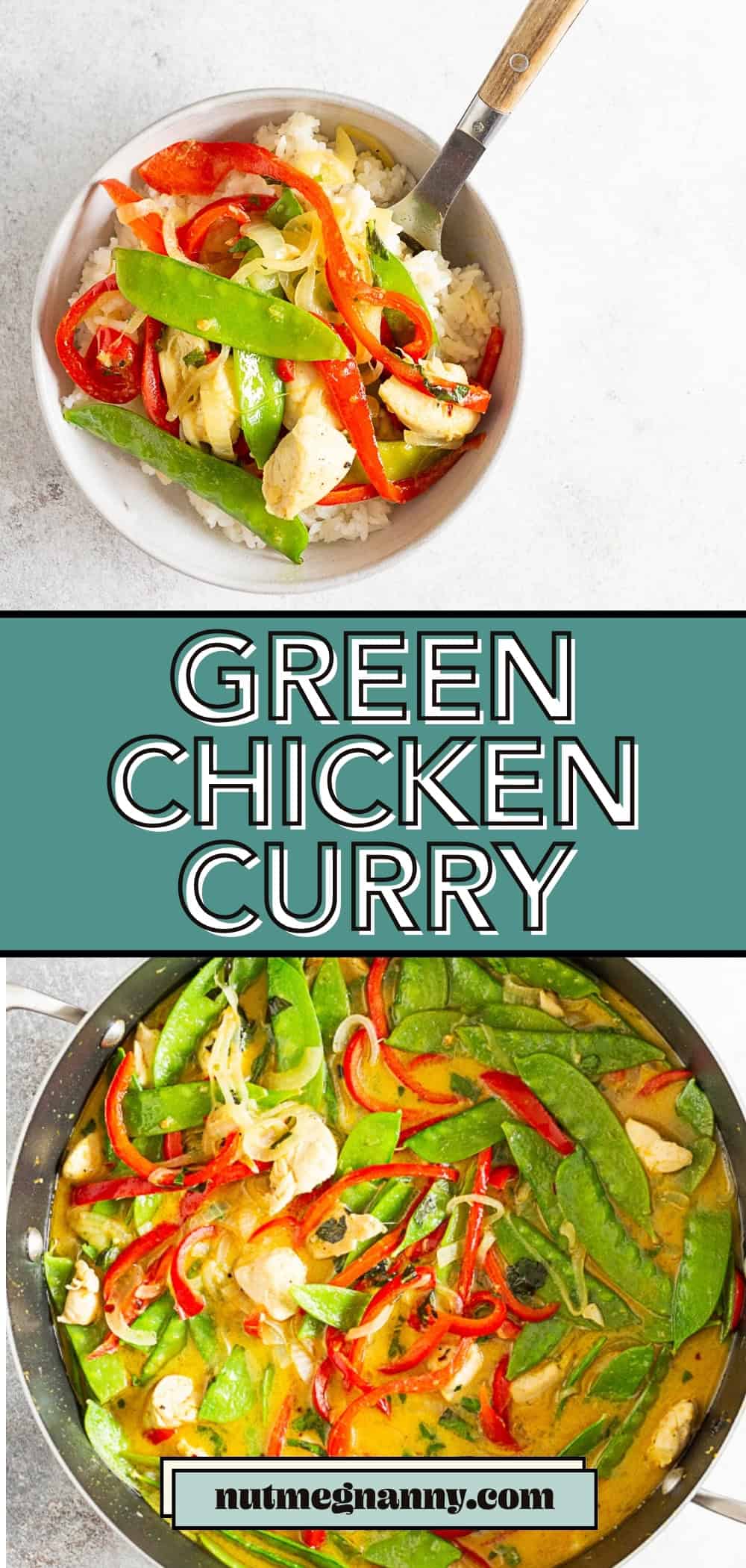 green chicken curry pin for Pinterest. 