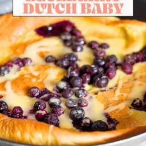 Blueberry Dutch Baby pin for Pinterest.
