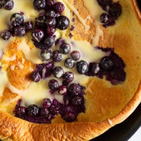 Blueberry Dutch Baby pin for Pinterest.