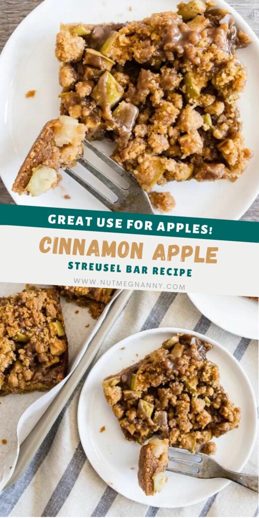 Cinnamon Apple Streusel Bars pin for Pinterest.