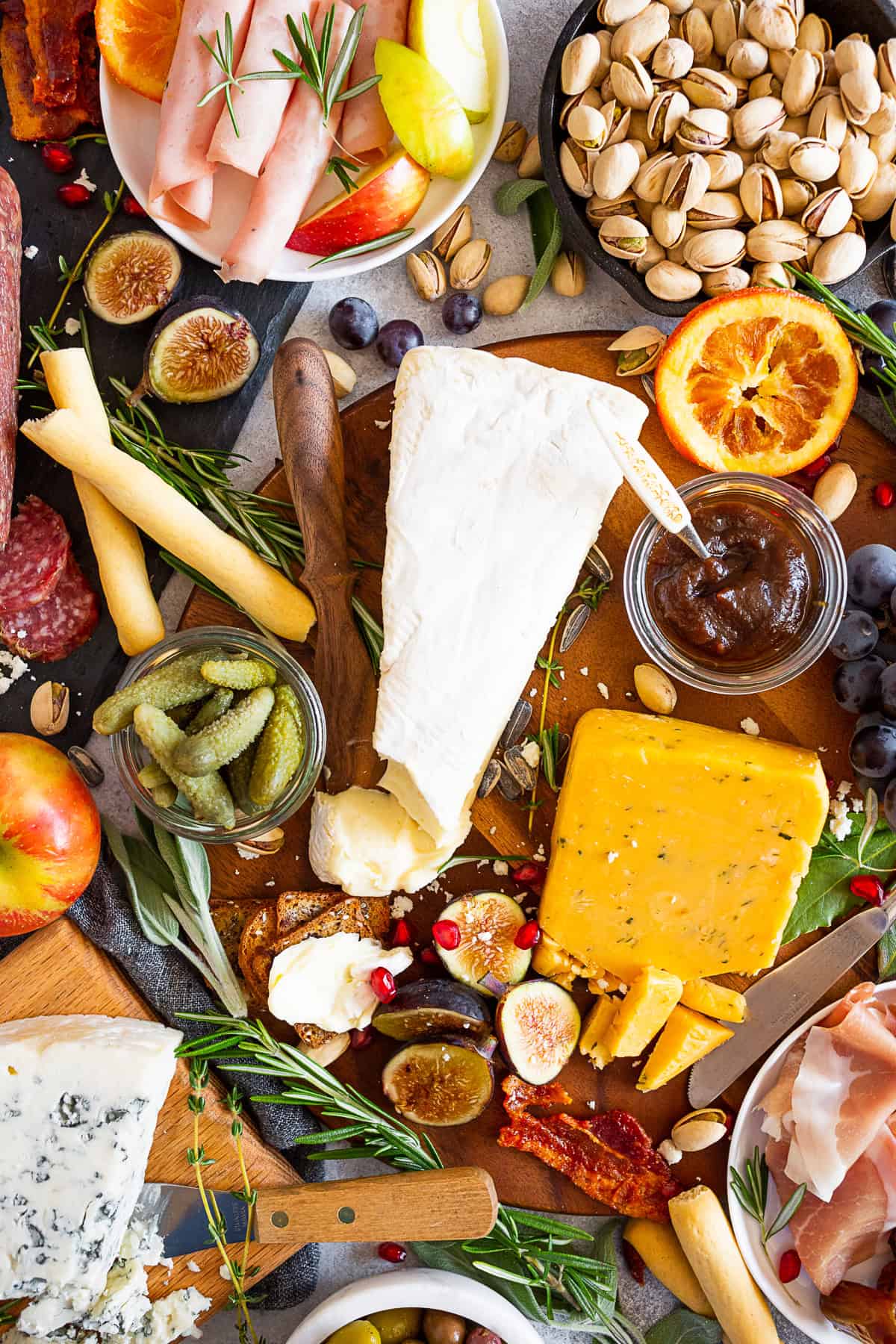Fall Cheese Board on a table. 