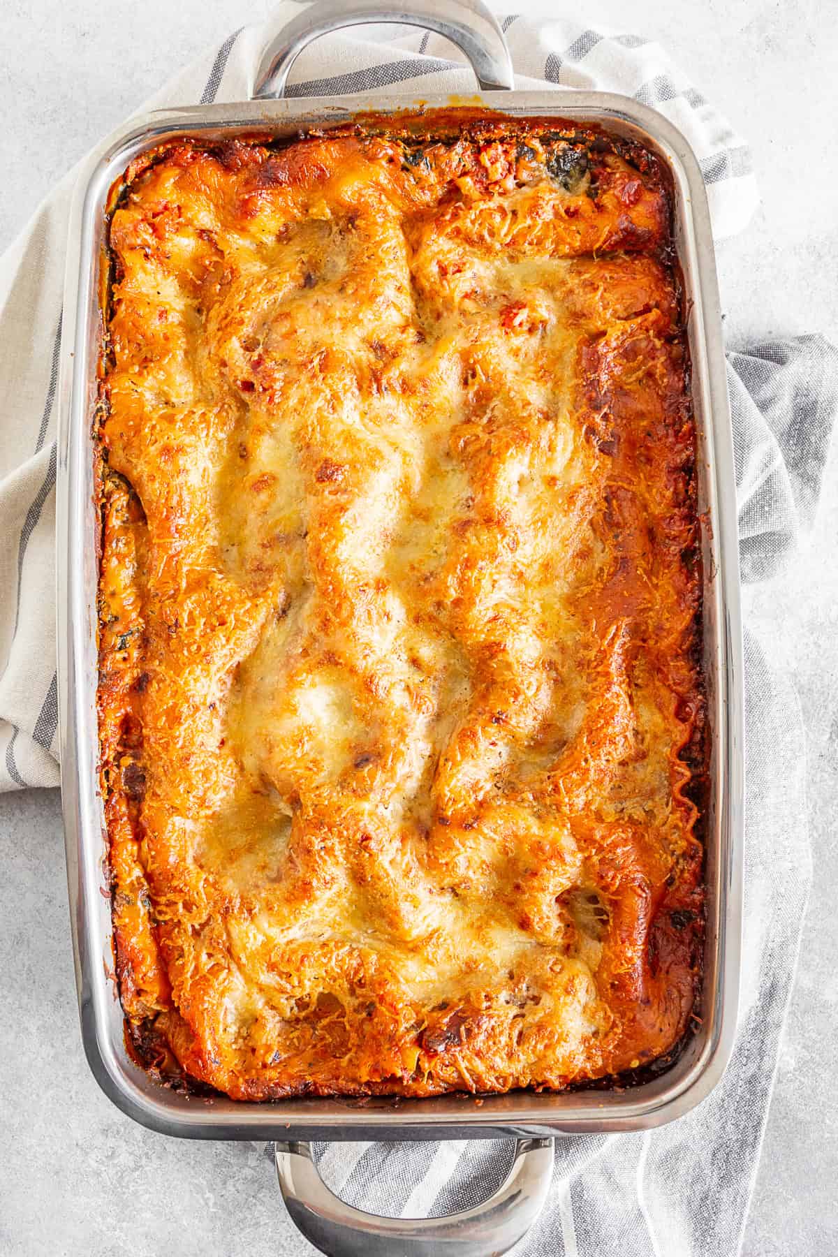 Italian Sausage Lasagna in a pan. 