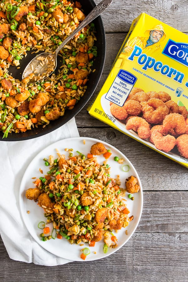 This crispy shrimp fried rice is the perfect busy weeknight meal. Crispy baked shrimp mixed together with a homemade vegetable and egg filled fried rice. Plus it's ready in just 20 minutes! How easy is that?