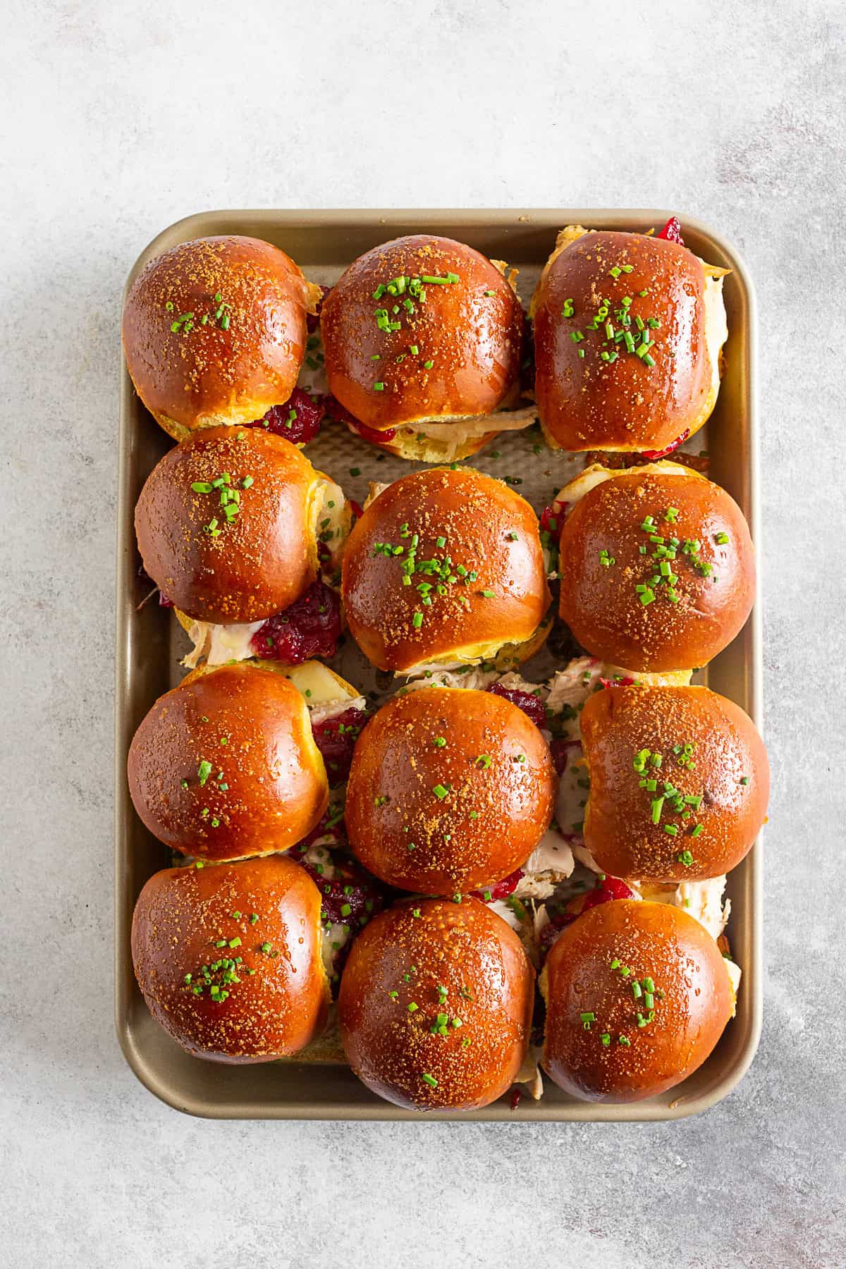 baked turkey cranberry sandwiches on a try.