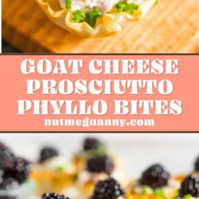 Goat Cheese Prosciutto Phyllo Shells pin for Pinterest.