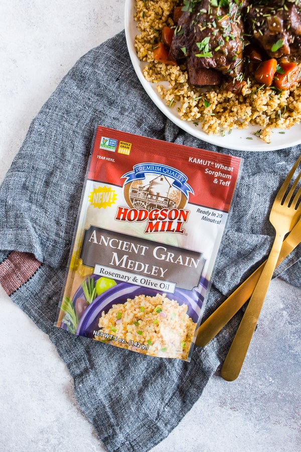 A packet of grains on a table.