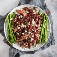 This grape and blue cheese flank steak is the perfect romantic meal and it's ready in JUST 30 minutes! Herb marinated flank steak cooked on the stovetop and topped with balsamic sautéed grapes and shallots and sprinkled with blue cheese - what's not to love? 