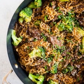 This easy beef and broccoli ramen noodles is a super tasty weeknight rush kind of meal. Rich and flavorful sauce tossed with marinated beef, broccoli and lots of ramen noodles. You'll love this simple and easy dish! 